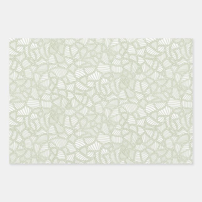Random Leaf Mosaic Pale Green Wrapping Paper Sheet (Front)