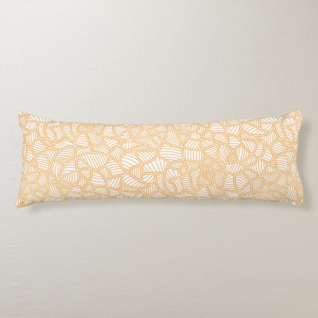 Random Leaf Mosaic Pale Orange Body Cushion (Front)