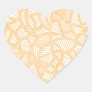 Random Leaf Mosaic Pale Orange Heart Sticker