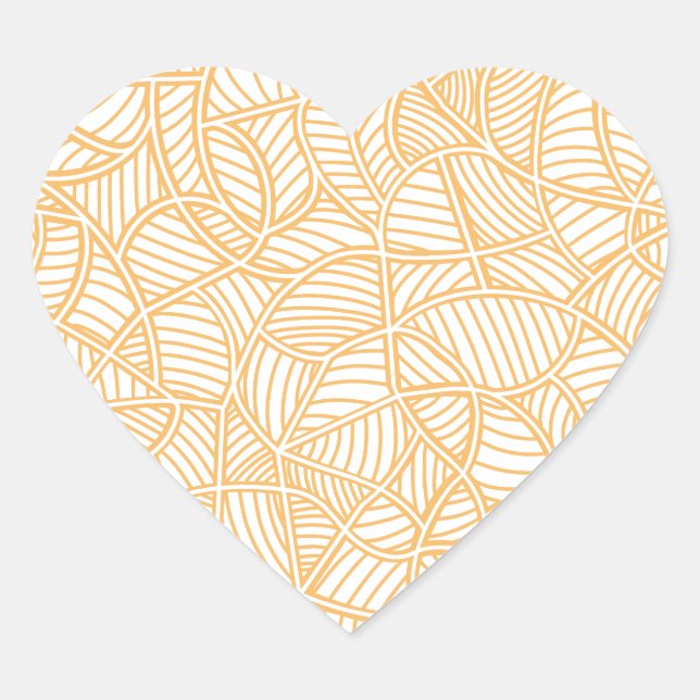 Random Leaf Mosaic Pale Orange Heart Sticker (Front)