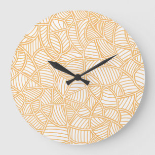 Random Leaf Mosaic Pale Orange Large Clock