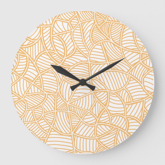 Random Leaf Mosaic Pale Orange Large Clock (Front)