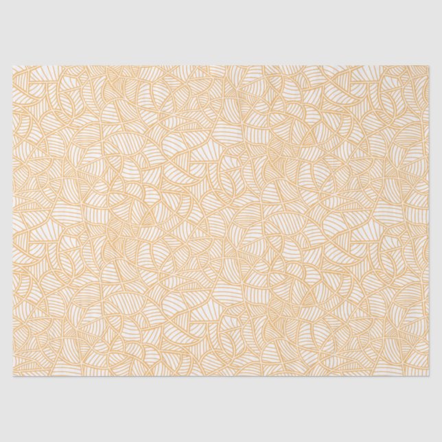 Random Leaf Mosaic Pale Orange Tissue Paper (Front)