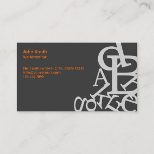 Random Letters Writer/Editor Dark Business Card
