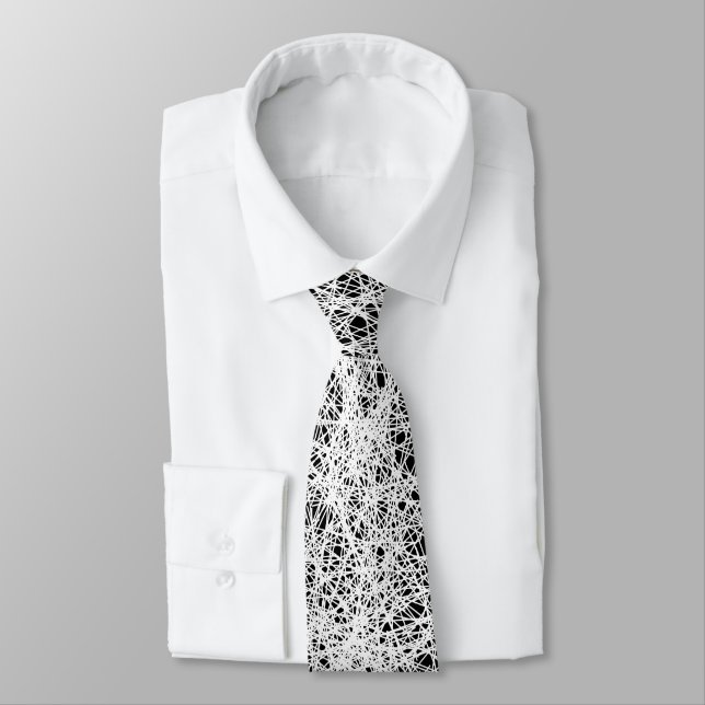 Random lines - White on Black Tie (Tied)