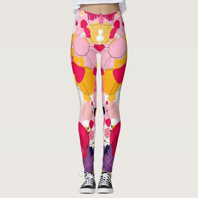 "Random Love Thoughts" - Colourful Abstract Leggings (Front)