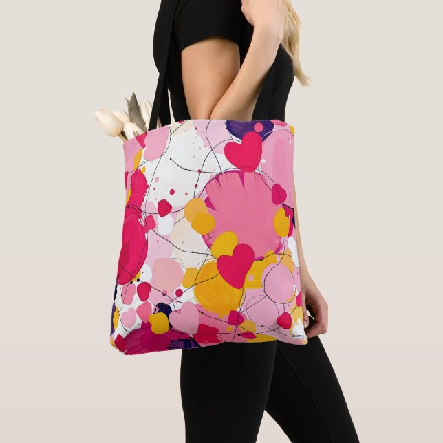 "Random Love Thoughts" - Colourful Abstract Tote Bag (Close Up)