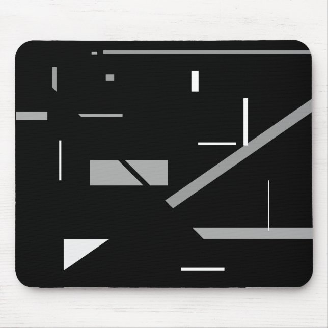 Random Mostly Grey on Black Geometric Abstract Mouse Mat (Front)