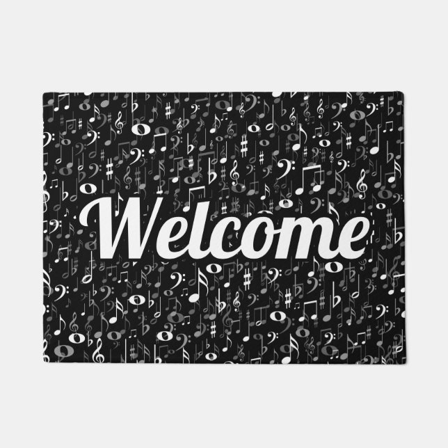 Random Musical Notes and Symbols Welcome Doormat (Front)
