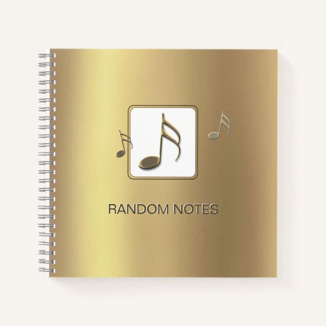 RANDOM NOTES Beveled Sixteenth Notes Gold Journal (Front)