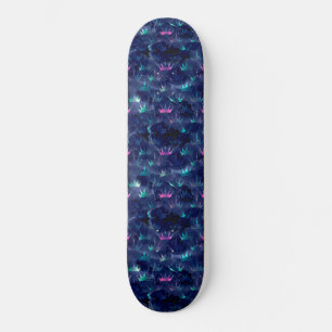 Random Pink and Blue Mermaid Crowns Skateboard