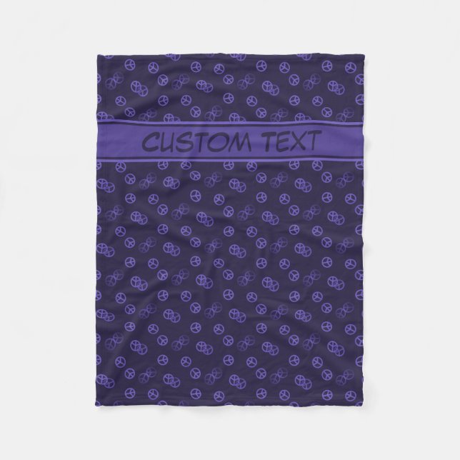 Random Purple Peace Sign Blanket with Custom Text (Front)