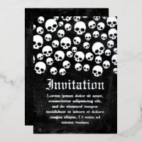 Random Skull Pattern Silver Foil Invitation Card