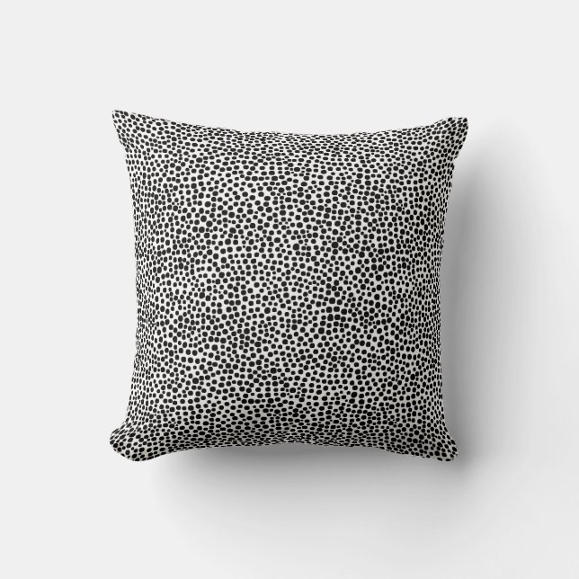 Random Spots - Black on White Cushion (Front)