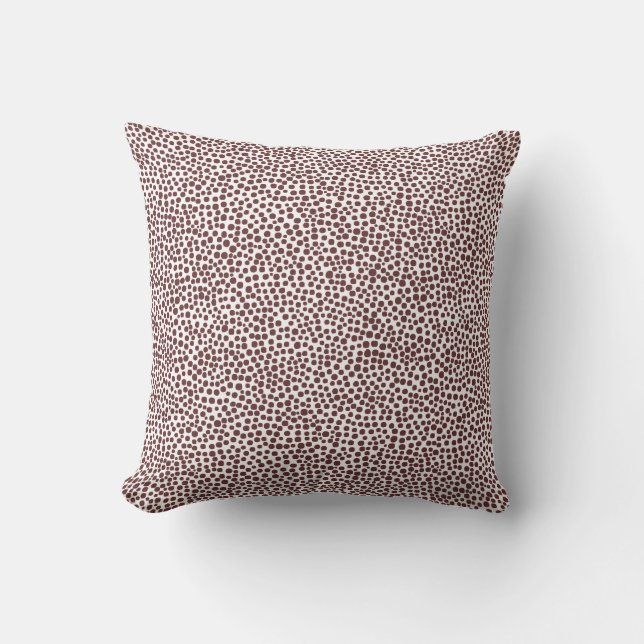 Random Spots - Dark Brown on White Cushion (Front)