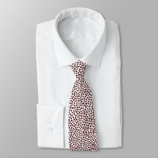 Random Spots - Dark Brown on White Tie (Tied)
