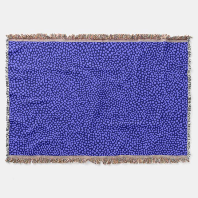 Random Spots - Electric Blue on Deep Navy Throw Blanket (Front)