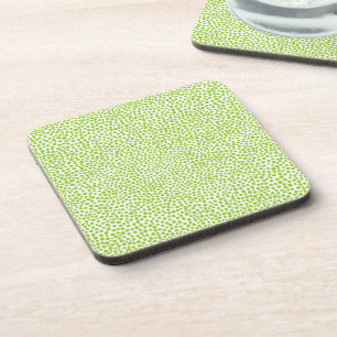 Random Spots - Martian Green on White Coaster