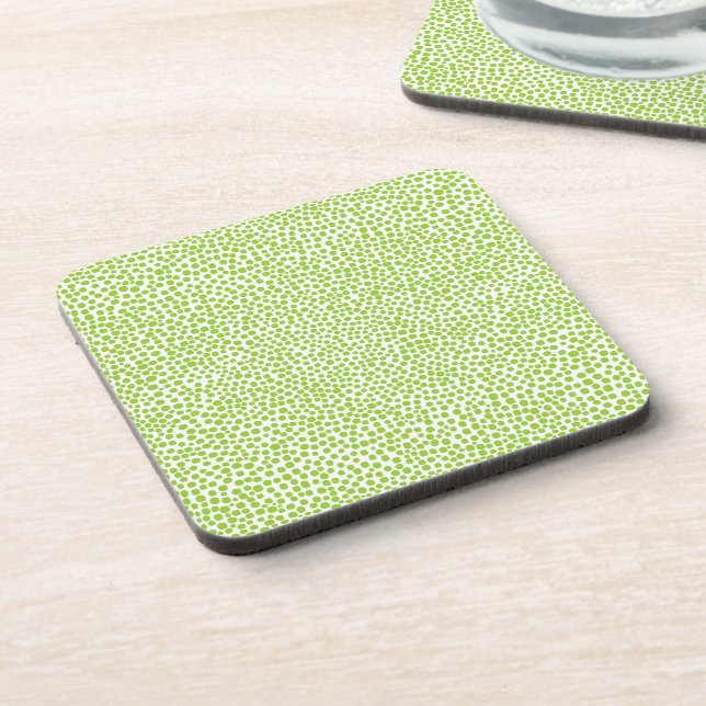 Random Spots - Martian Green on White Coaster (Left Side)