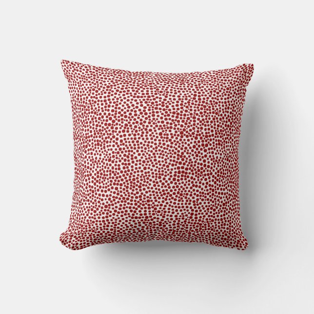 Random Spots - Ruby Red on White Cushion (Front)