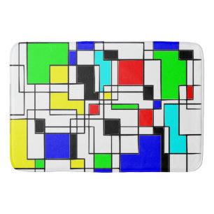 Random Squares Homage To Mondrian Bath Mat