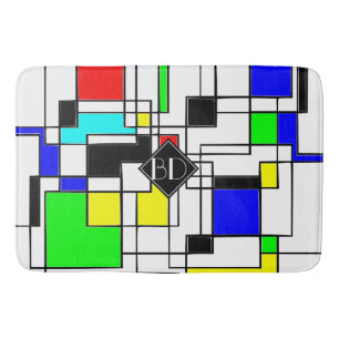 Random Squares Homage To Mondrian Bath Mat