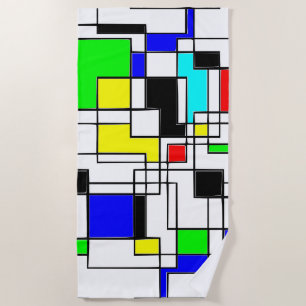 Random Squares Homage To Mondrian Beach Towel