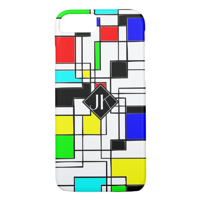 Random Squares Homage To Mondrian Case-Mate iPhone Case (Back)