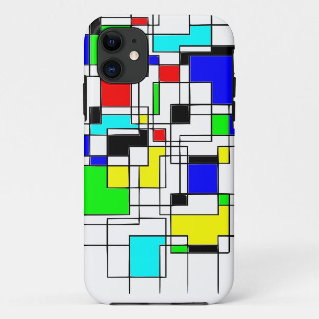Random Squares Homage To Mondrian Case-Mate iPhone Case (Back)
