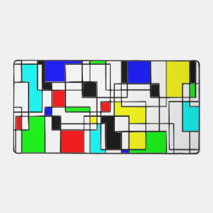 Random Squares Homage To Mondrian Desk Mat