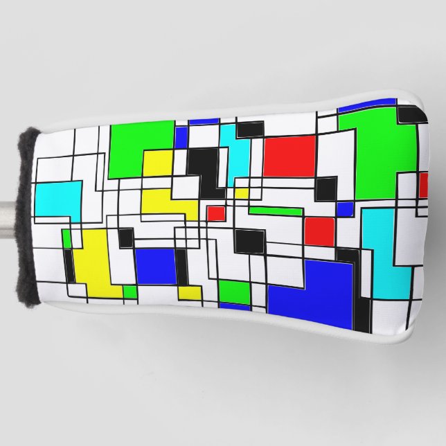 Random Squares Homage To Mondrian Golf Head Cover (Front)