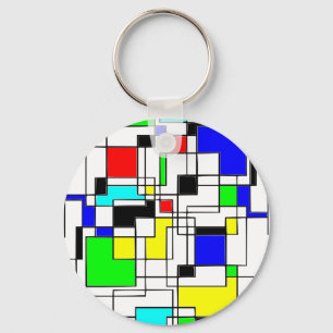 Random Squares Homage To Mondrian Key Ring