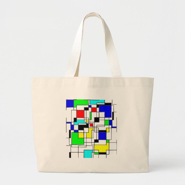 Random Squares Homage To Mondrian Large Tote Bag (Front)