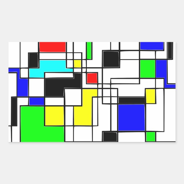 Random Squares Homage To Mondrian Rectangular Sticker (Front)