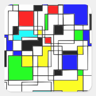 Random Squares Homage To Mondrian Square Sticker