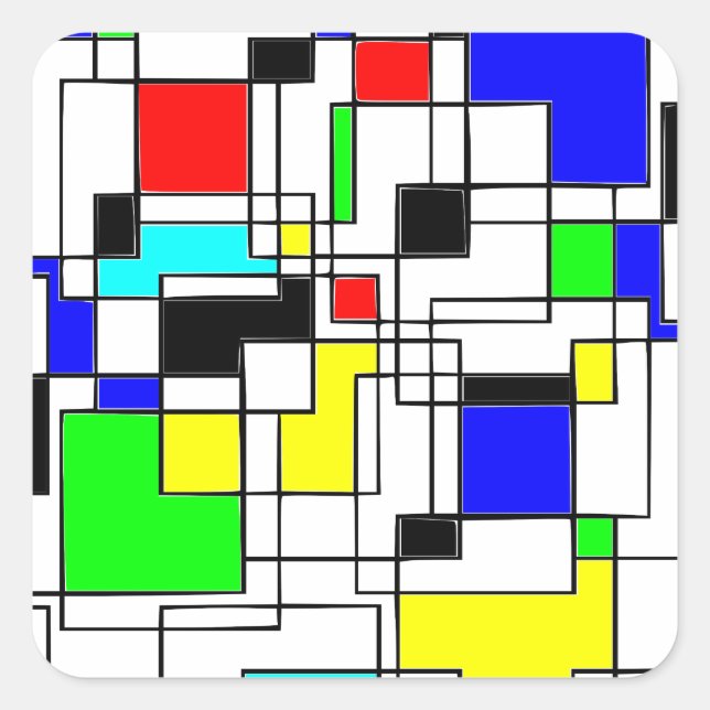 Random Squares Homage To Mondrian Square Sticker (Front)