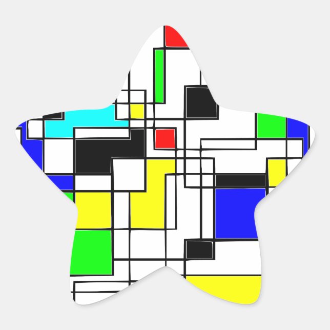 Random Squares Homage To Mondrian Star Sticker (Front)