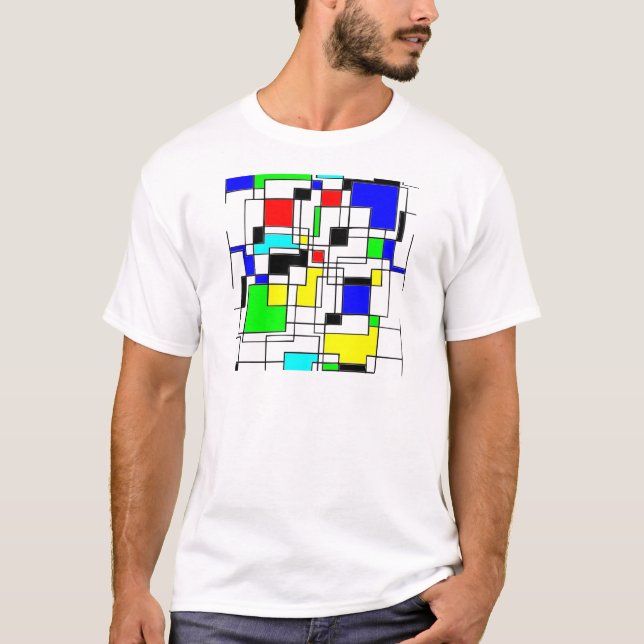 Random Squares Homage To Mondrian T-Shirt (Front)