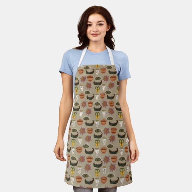 Random Symbols Abstract Pattern Apron (Worn)