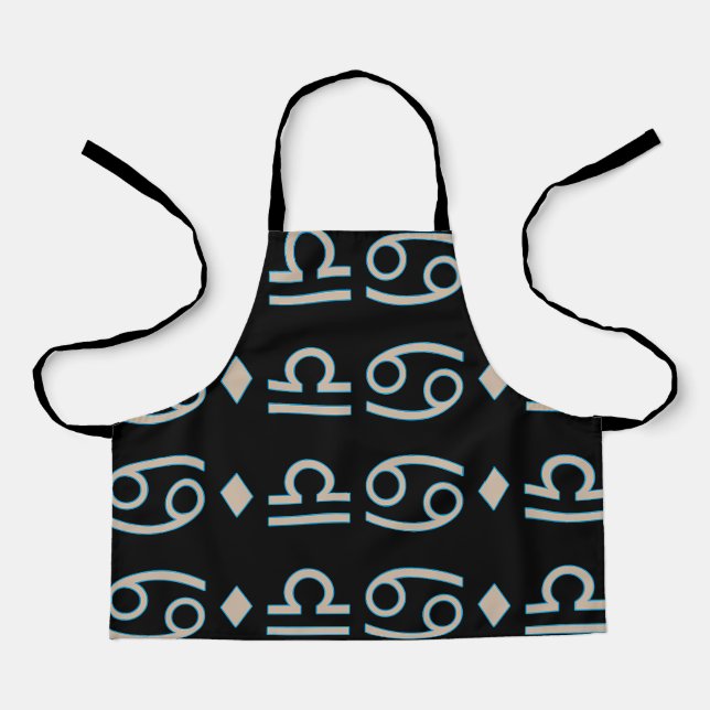 Random Symbols Black All-Over Print Apron (Front)