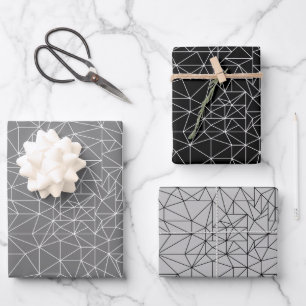 Random Triangles Grayscale Wrapping Paper Sheets
