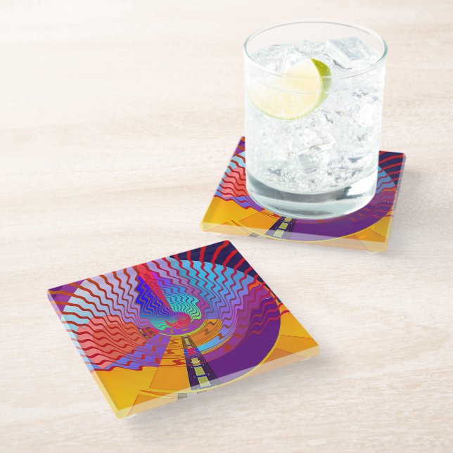 RANDOM WAVES GLASS COASTER (Angled)