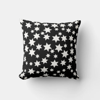 Random White Stars on Black Cushion