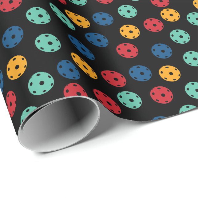 Random yellow, blue, and red pickleball pattern wrapping paper (Roll Corner)