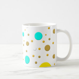 Random Yellow Teal Gold Dots Coffee Mug
