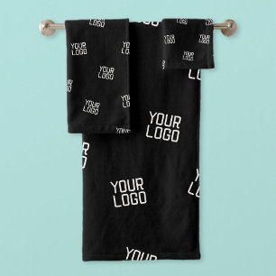Randomly Arranged Design, Business Logo or Image Bath Towel Set