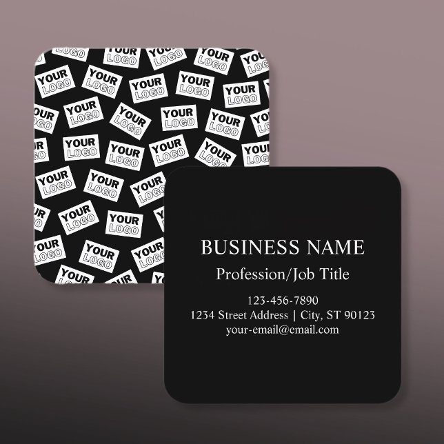 Randomly Placed Look for Your Logo or Any Photo Square Business Card (Creator Uploaded)