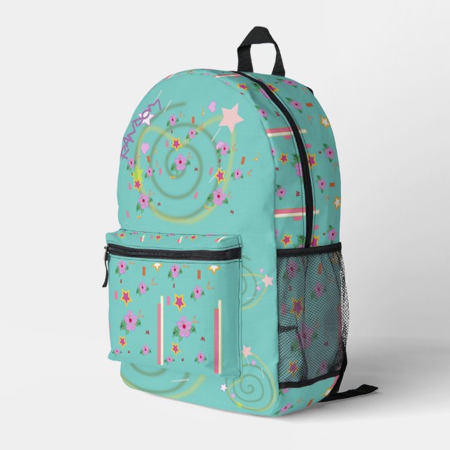 Randow Print Cut Sew Backpack (Back Corner Right)