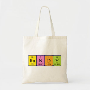 Randy periodic table name tote bag