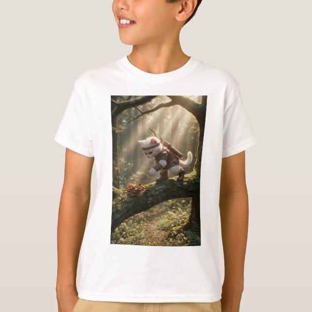 Ranger Cat Explorer Kids Cartoon T-Shirt (Front)